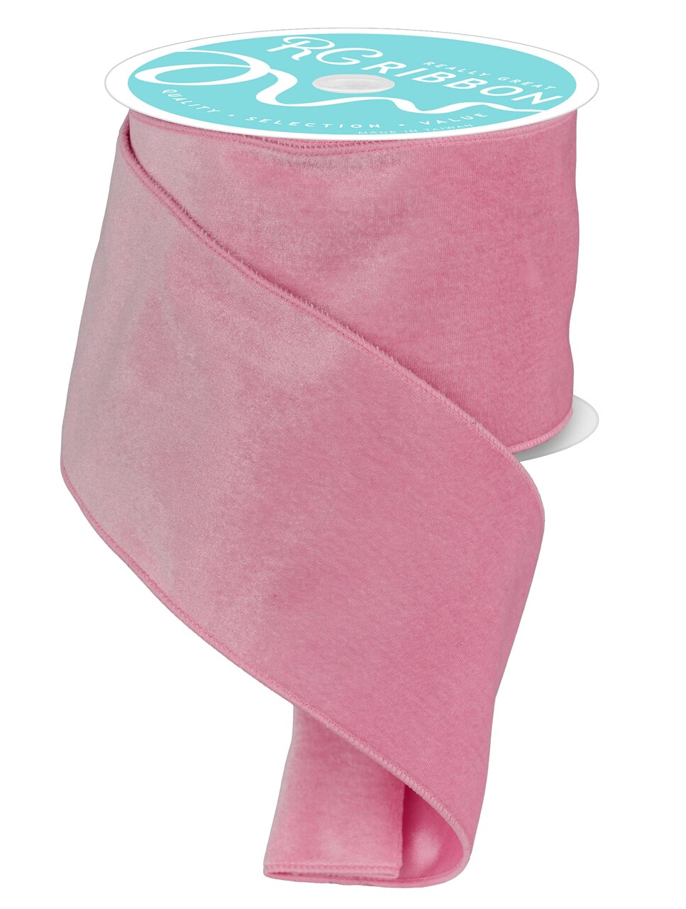 RG Ribbon: Light Pink Deluxe Velvet and Satin Wired Ribbon for Bows, Wreaths, Crafts, and Decorations